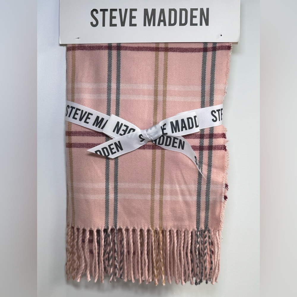 Steve Madden Pink Plaid Scarf